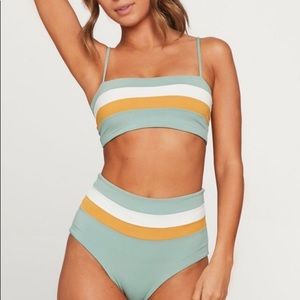 Striped colorblock bikini